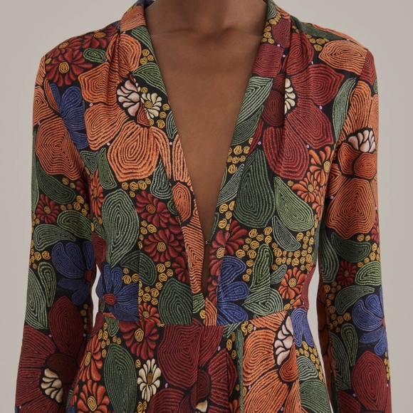 Farm Rio Black Stitched Flowers Maxi Dress - Picture 2 of 16